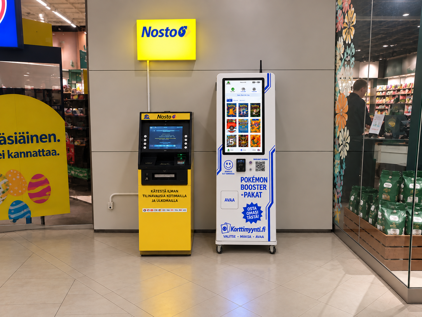 Korttiautomaatti kaupan liiketilassa